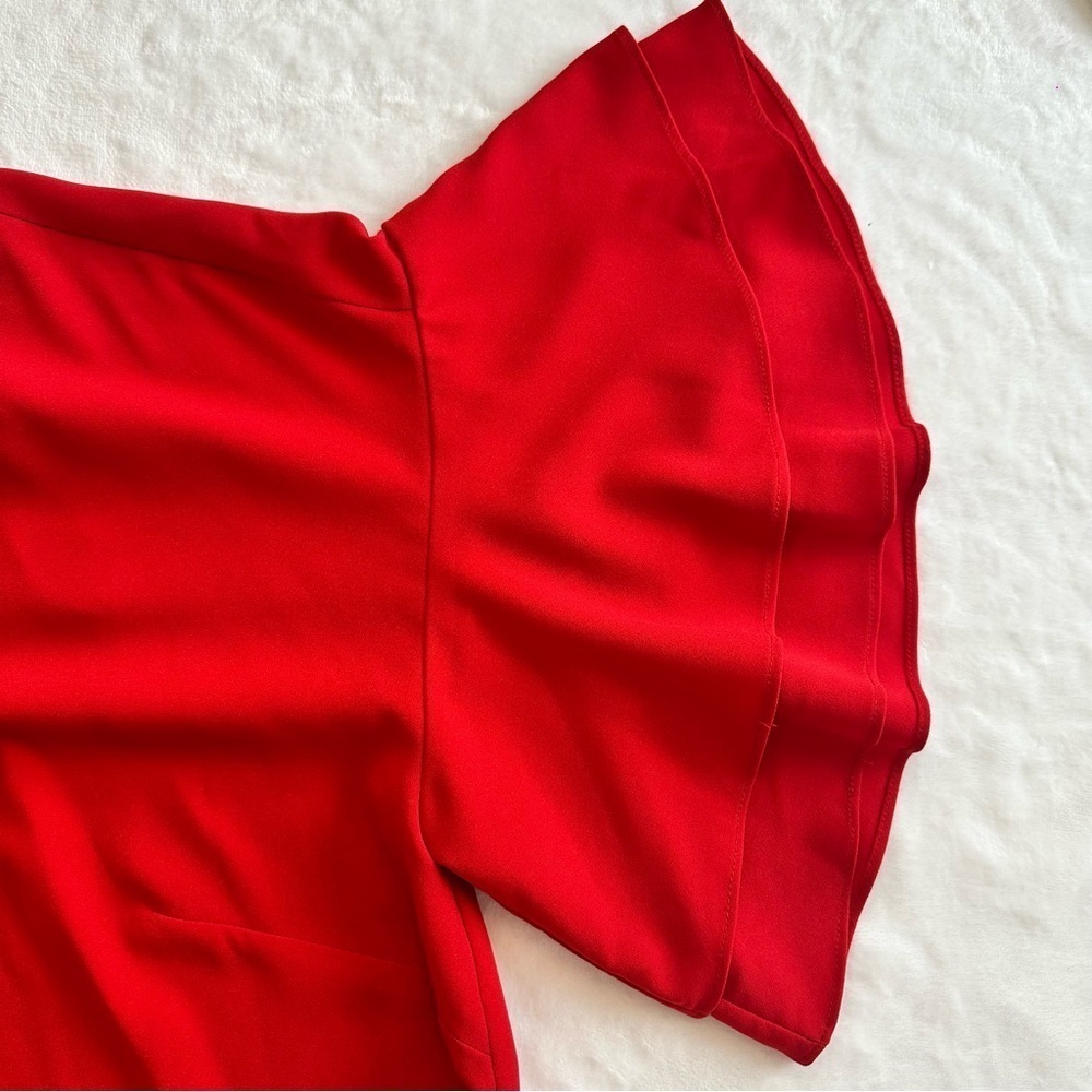 Eloquii Plus Size Red Ruffle Sleeve Dress - Picture 5 of 10